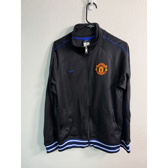 Nike Other - Nike Manchester United Men's Zip Up Jacket Soccer Sz M Black Logo Spell Out Rare